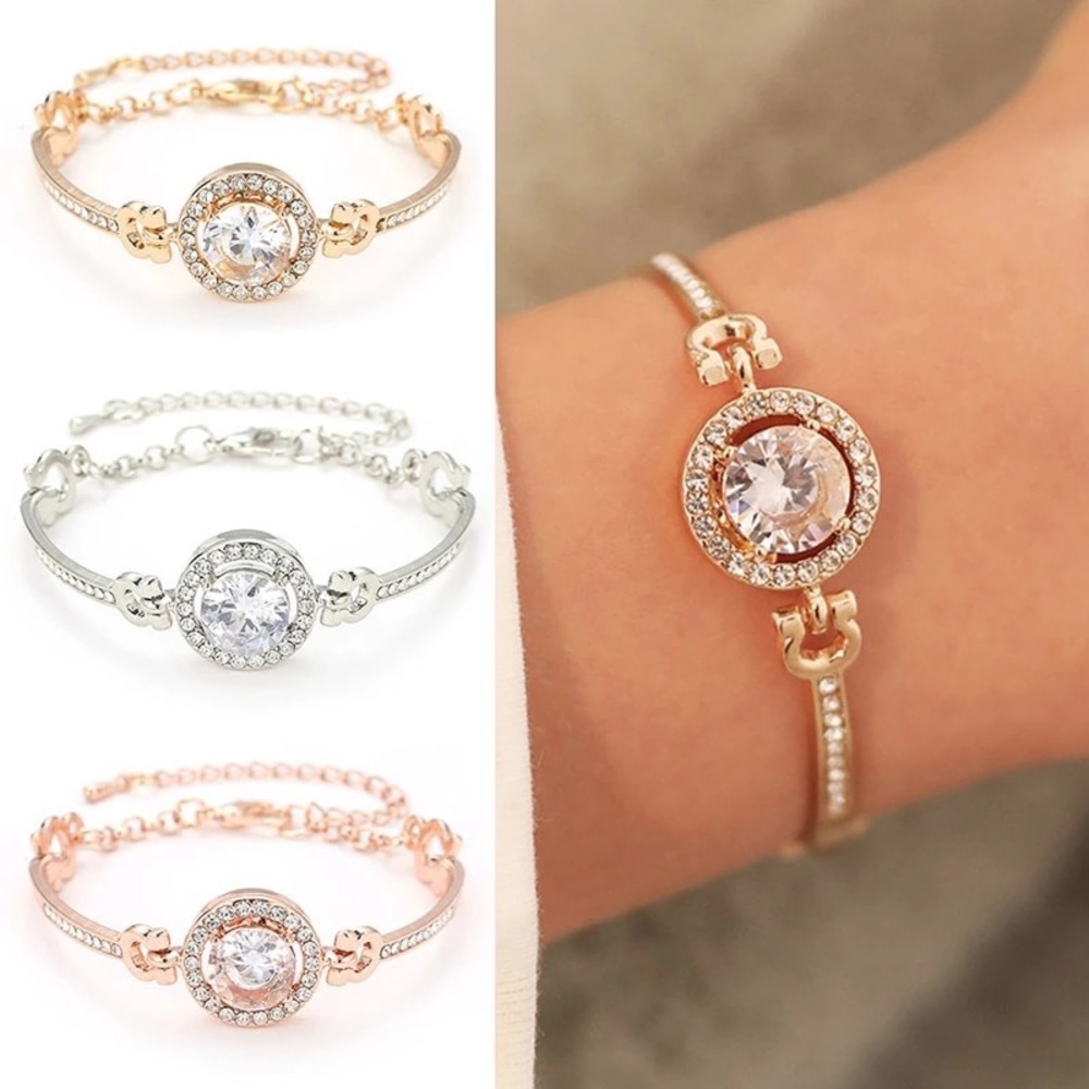 NWT Halo CZ Bracelet - Rose, Gold, Silver - Picture 1 of 6